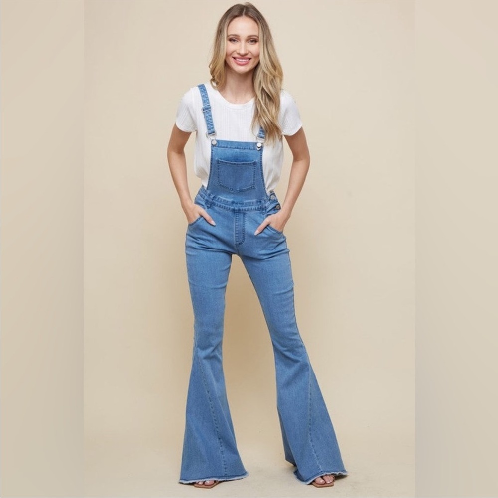 Flare Jean overalls fitted backless
